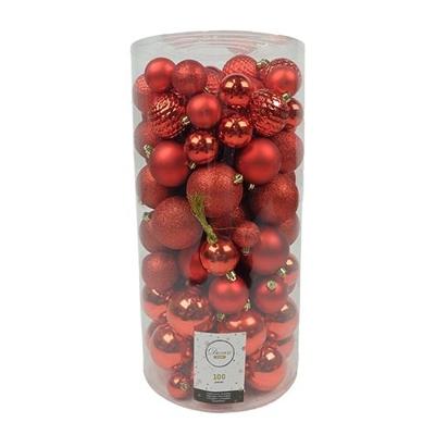 Decoris kerstbalmix kunststof 100st kerstrood