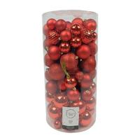 Kerstballen Mix Plastic Kerst Rood 100st - thumbnail