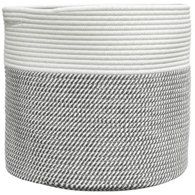 VidaXL Opbergmand ø 40x35 cm katoen grijs en wit