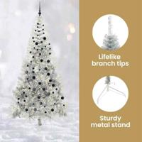 VidaXL Kunstmatig voorverlicht kerstboom met 300 led zilver 240 cm pet - thumbnail