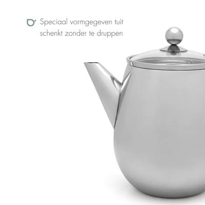 Bredemeijer Duet Eva Theepot 1.1L Glanzend/Zilver - thumbnail