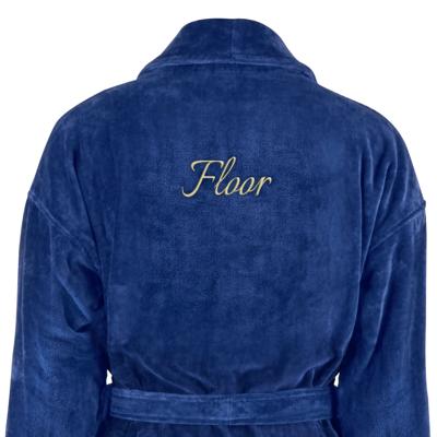 Dames badjas borduren - Donkerblauw - S/M