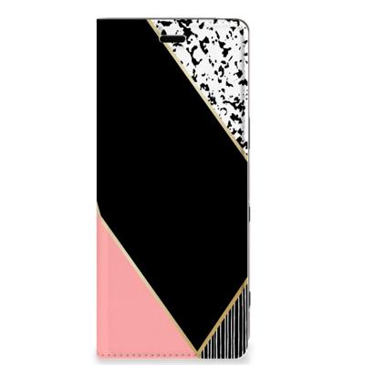 Sony Xperia 5 Stand Case Zwart Roze Vormen