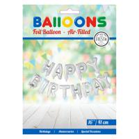 Globos Folieballon tekst happy birthday zilver - thumbnail