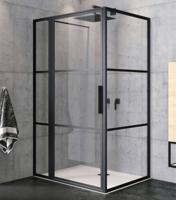 Douchecabine Riho Grid met Vast Paneel 110x80 cm 6 mm Helderglas Zwarte Profielen Riho - thumbnail