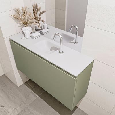 MONDIAZ OLAN 100cm toiletmeubel army. LEX wastafel talc midden 1 kraangat
