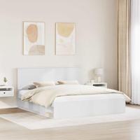 Bedframe met hoofdeinde Wit 180 x 200 cm Massief grenenhout - thumbnail