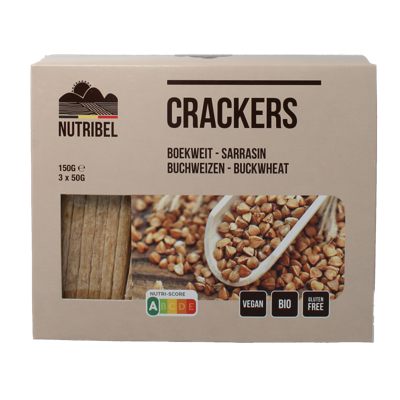 Nutribel Crackers boekweit bio 150 Gram Nutribel Crackers boekweit bio 150 Gram