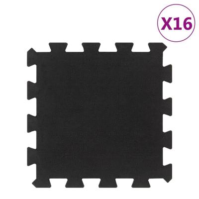 VidaXL Rubbertegels 16 st 16 mm 30x30 cm zwart VidaXL Rubbertegels 16 st 16 mm 30x30 cm zwart