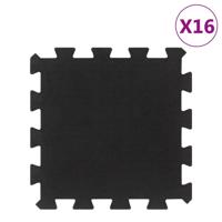 VidaXL Rubbertegels 16 st 16 mm 30x30 cm zwart - thumbnail