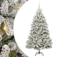 Kunstkerstboom met 300 LED Groen en Wit 180 cm PVC en Metaal - thumbnail