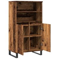 Hoge kast 60x36x110 cm bewerkt hout oud houtkleurig - thumbnail