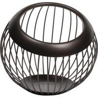 QUVIO Ronde fruitschaal metaal - Zwart met een bruine gloed - thumbnail