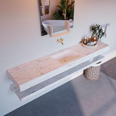 MONDIAZ ALAN-DLUX 200cm planchet Ostra. Vrijhangende wastafel CLOUD midden zonder kraangat, kleur Ostra.