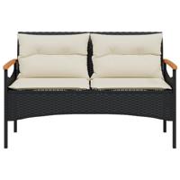 4-delige Loungeset met kussens poly rattan zwart - thumbnail