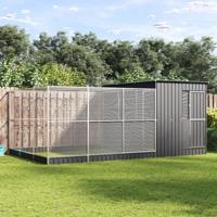 vidaXL Volière met verlengstuk 497x303x216 cm staal zilverkleurig, vogelvolière, papegaaienkooi, grote papegaaienkooi, parkietenkooi, grote vogelkooi - thumbnail