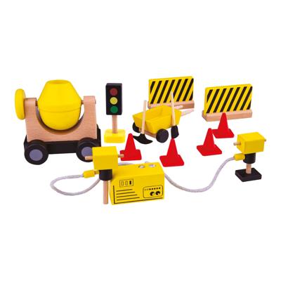 Tidlo houten poppenhuis bouwvakkers constructie materiaal, 13dlg.