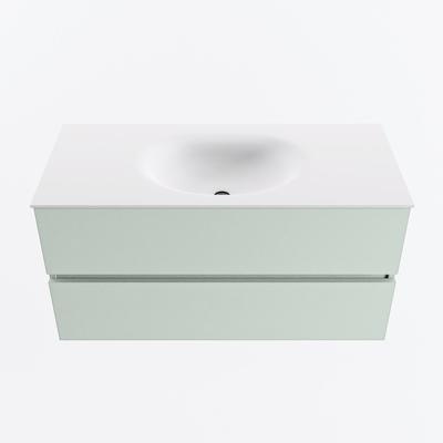 MONDIAZ VICA 100cm badmeubel onderkast Greey 2 lades. Wastafel MOON midden 1 kraangat, kleur Talc.