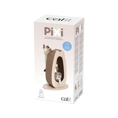 Krabpaal voor katten - CATIT - Pixi Large - Met stoffen bal en veer - Natuurlijke eikenlook