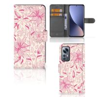 Xiaomi 12 | 12X Hoesje Pink Flowers | Portemonnee hoesje - thumbnail