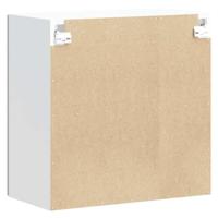 Keukenbovenkast met glazen deur Lucca bewerkt hout hoogglanswit - thumbnail