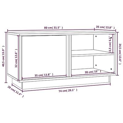 Tv-meubel 80x35x40,5 cm massief grenenhout grijs