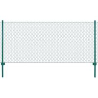 VidaXL Draadgaashek met palen 25x0,75 m staal groen - thumbnail