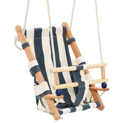 VidaXL Babyschommel met veiligheidsgordel katoen hout blauw VidaXL Babyschommel met veiligheidsgordel katoen hout blauw