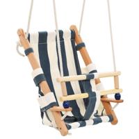 VidaXL Babyschommel met veiligheidsgordel katoen hout blauw - thumbnail