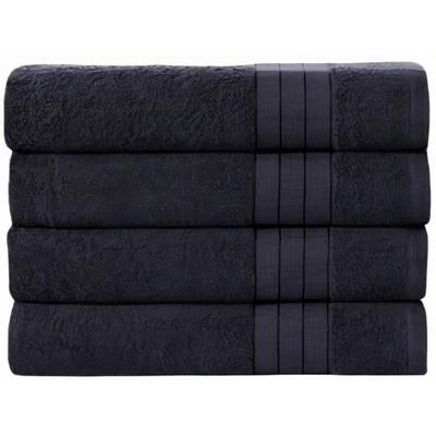 Good Morning Handdoeken set van 4 "Uni" - Antraciet - (50x100 cm) - Katoen