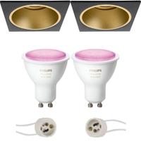 Philips Hue LED Spot Set GU10 - Mat Zwart/Goud - Inbouw 90mm - Bluetooth - thumbnail
