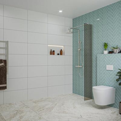 Fortifura Galeria inloopdouche - 30x200cm - rookglas - wandarm - Geborsteld RVS PVD (RVS) SW797930/SW797908