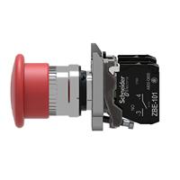 Schneider Electric XB4BT845 Paddestoelschakelaar Metalen frontring, Met NOT-AUS schakelaar, Rond, Terugstelbaar 120 V/AC 6 A 1x NC, 1x NO IP66, IP67, IP69, - thumbnail