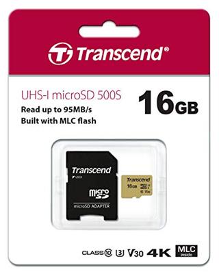 Transcend Premium 500S microSDHC-kaart 16 GB Class 10, UHS-I, UHS-Class 3, v30 Video Speed Class Incl. SD-adapter Transcend Premium 500S microSDHC-kaart 16 GB Class 10, UHS-I, UHS-Class 3, v30 Video Speed Class Incl. SD-adapter