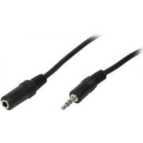 LogiLink CA1055 Jackplug Audio Aansluitkabel [1x - 1x ] 5.00 m Zwart (mat) Met verlengkabel