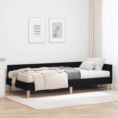 Hoekbedframe met Matras Anders met hoofdeinde 2 pcs Groen Stof