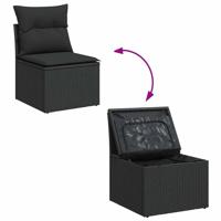 6-delige Loungeset met kussens poly rattan zwart - thumbnail