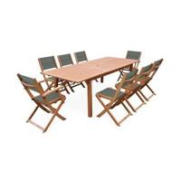 sweeek - Uitschuifbare houten tuintafel, 8 stoelen - thumbnail