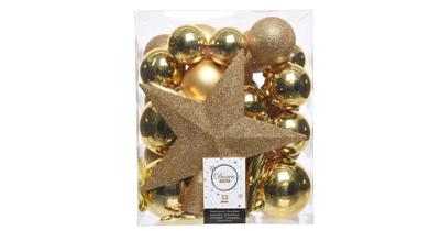 Decoris kerstballen mat/glas/glitter 33 stuks goud