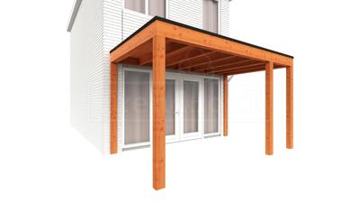 Trendhout Aanbouwveranda Modena 405x300 cm - model rechts- Plat dak- Hout- Trendhout