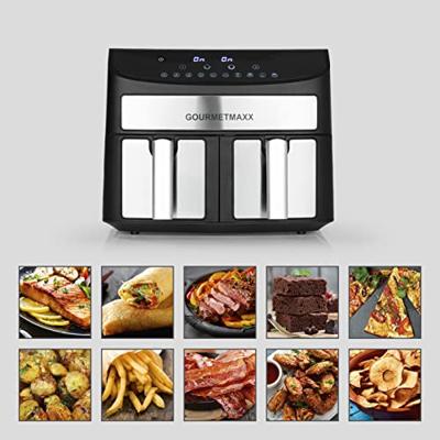 GourmetMaxx Heißluft-Fritteuse Zweikammer 7l Airfryer 2400 W Zwart/RVS