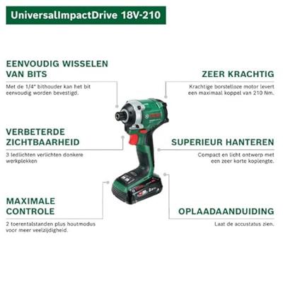 Bosch Home and Garden UID 18V-210 06039E7001 Accu-slagmoersleutel 18 V