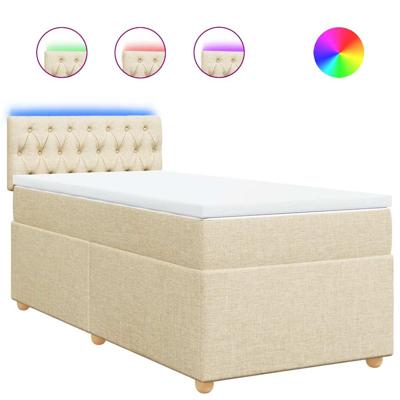 Boxspring met matras stof crèmekleurig 200x200 cm
