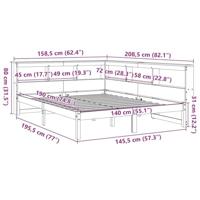 Bed met boekenkast zonder matras grenenhout wasbruin 140x190 cm - thumbnail