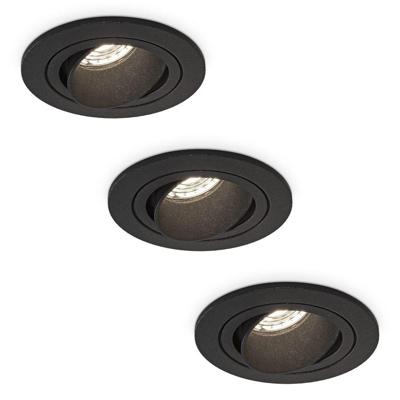 Set van 3 Philadelphia LED inbouwspots - Dimbaar - Incl. GU10 - 4000K - 4 Watt - Zwart - Kantelbaar - IP20 voor binnen - Rond Set van 3 Philadelphia LED inbouwspots - Dimbaar - Incl. GU10 - 4000K - 4 Watt - Zwart - Kantelbaar - IP20 voor binnen - Rond