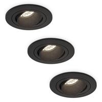 Set van 3 Philadelphia LED inbouwspots - Dimbaar - Incl. GU10 - 4000K - 4 Watt - Zwart - Kantelbaar - IP20 voor binnen - Rond - thumbnail