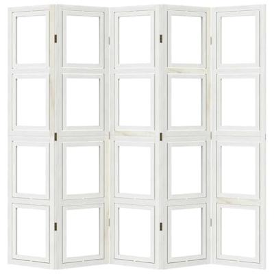 Kamerscherm met 5 panelen massief paulowniahout wit Kamerscherm met 5 panelen massief paulowniahout wit