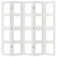 Kamerscherm met 5 panelen massief paulowniahout wit - thumbnail