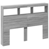 Hoofdbordkast met LED-verlichting 140x17x102 cm grijs sonoma - thumbnail