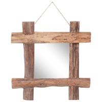 VidaXL Spiegel houtblokken 50x50 cm gerecycled teakhout naturel - thumbnail